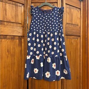 Mini Boden Navy Floral Dress with White and Pink Blossoms